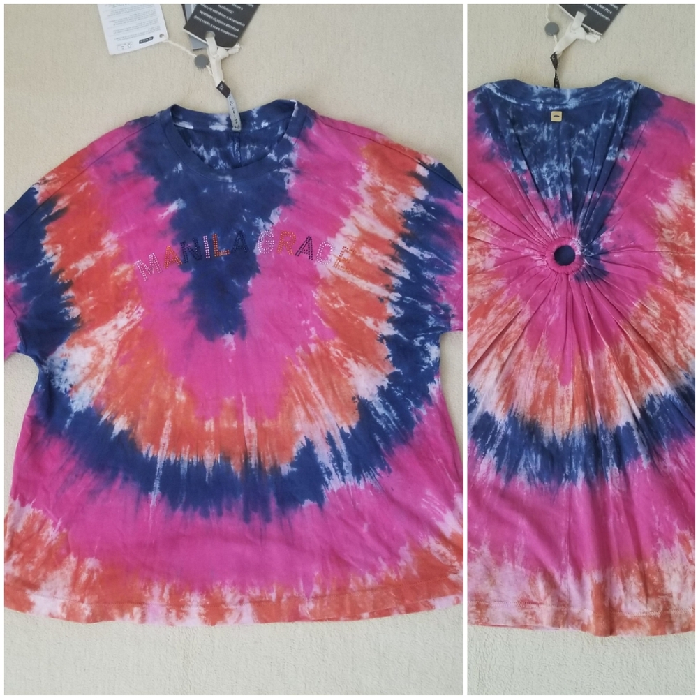 NWT Manila Grace Tie Dye Rhinestones T-shirt Women Size XS
